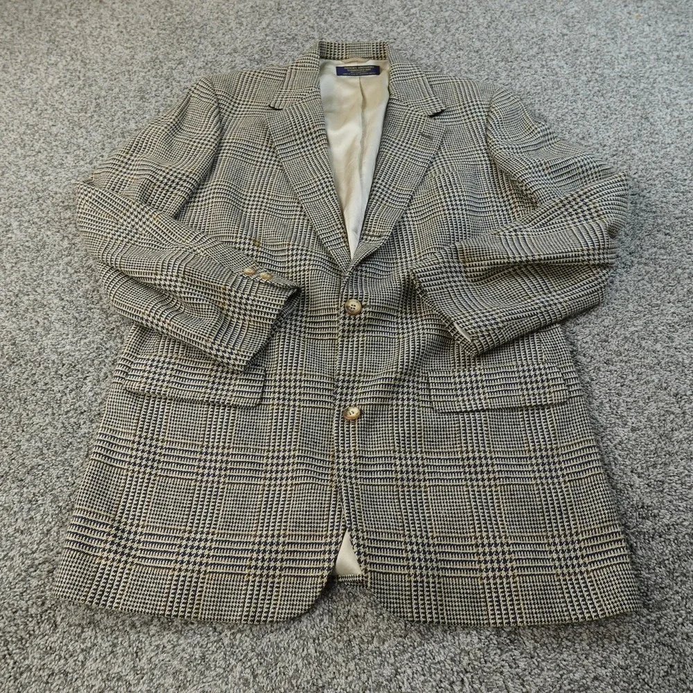 VTG Brooks Brothers Blazer Mens 42L Brown Tweed Plaid Sport Coat Suit Jacket USA